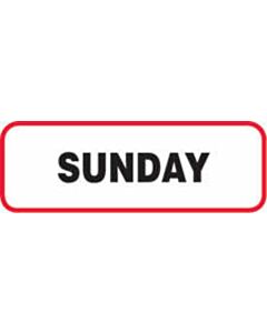 Label Wraparound Paper Permanent Sunday 1-1/2" x 1/2" White with Red, 1000 per Roll