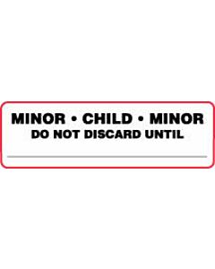 Label Paper Permanent Minor . Child . Minor 2 7/8" x 7/8", White with Red, 1000 per Roll