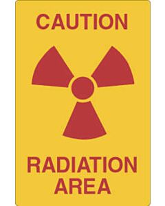 Hazard Label (Paper, Permanent) Caution Radiation 8"x5 1/4" Yellow - 50 Labels per Roll