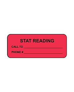 Lab Communication Label (Paper, Permanent) Stat Reading Call  2 1"/2"x1 Fluorescent Red - 1000 per Roll