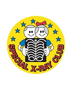 Label Pediatric Award Sticker Paper Permanent Special X-Ray Club Yellow, 250 per Roll