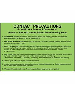 Label Paper Removable Contact Precautions 8" x 5 1/4", Fl. Green, 50 per Package
