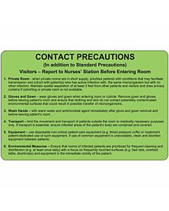 Label Paper Removable Contact Precautions, 1" Core, 4" x 2 5/8", Fl. Green, 500 per Roll