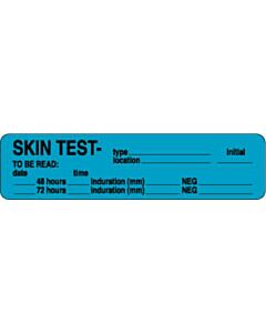 Label Paper Permanent Skin Test- 4" x 1", Blue, 500 per Roll