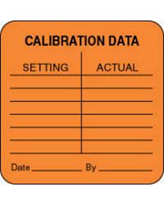 Label Paper Permanent Calibration Data  1 1/2"x1 1/2" Fl. Orange 1000 per Roll