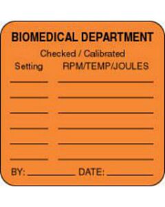 Label Paper Permanent Biomedical Department  1 1/2"x1 1/2" Fl. Orange 1000 per Roll