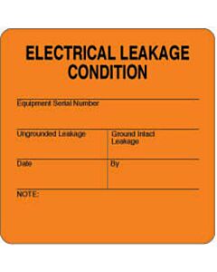 Label Paper Permanent Electrical Leakage  2 1/2"x2 1/2" Fl. Orange 500 per Roll