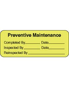 Label Paper Removable Preventive Maintenance 2 1/4" X 7/8" Fl. Yellow 1000 per Roll
