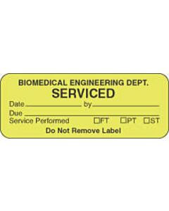 Label Paper Permanent Biomedical Engineering  2 1/4"x7/8" Fl. Yellow 1000 per Roll