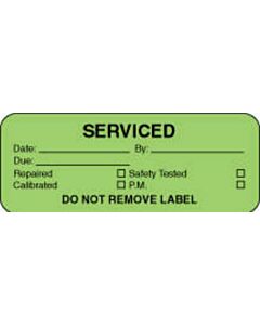 Label Paper Permanent Serviced Date: 2 1/4" x 7/8", Fl. Green, 1000 per Roll