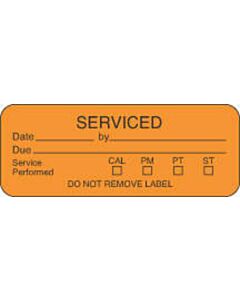 Label Paper Permanent Serviced Date 2 1/4" x 7/8", Fl. Orange, 1000 per Roll