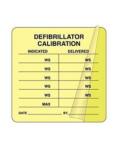 Label Self-Laminating Paper Permanent Defibrillator Calib 1" Core 2-1/2" x 2-1/2" Fl. Yellow 500 per Roll