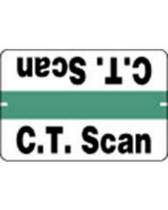 Label Wraparound Paper Permanent C.T. Scan 1-1/2" x 1" White with Green,1000 per Roll