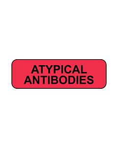 Lab Communication Label (Paper, Permanent) Atypical Antibodies  1 1/4"x3/8" Fluorescent Red - 1000 per Roll