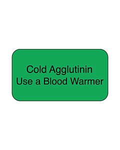 Lab Communication Label (Paper, Permanent) Cold Agglutinin Use  1 5/8"x7/8" Green - 1000 per Roll