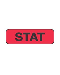 Lab Communication Label (Paper, Permanent) Stat  1 1/4"x3/8" Fluorescent Red - 1000 per Roll