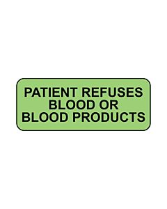 Lab Communication Label (Paper, Permanent) Patient Refuses  2 1/4"x7/8" Fluorescent Green - 1000 per Roll