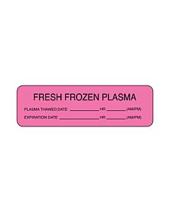 Lab Communication Label (Paper, Permanent) Fresh Frozen Plasma  2 7/8"x7/8" Fluorescent Pink - 1000 per Roll