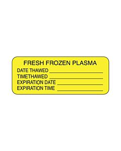 Lab Communication Label (Paper, Permanent) Fresh Frozen Plasma  2 1/4"x7/8" Fluorescent Yellow - 1000 per Roll