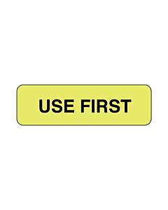 Lab Communication Label (Paper, Permanent) Use First  1 1/4"x3/8" Fluorescent Yellow - 1000 per Roll