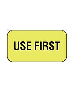 Lab Communication Label (Paper, Permanent) Use First  1 5/8"x7/8" Fluorescent Yellow - 1000 per Roll