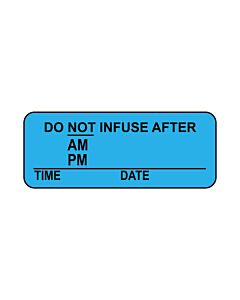 Lab Communication Label (Paper, Permanent) Do Not Infuse After Am  2 1/4"x7/8" Blue - 1000 per Roll