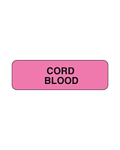 Lab Communication Label (Paper, Permanent) Cord Blood  1 1/4"x3/8" Fluorescent Pink - 1000 per Roll