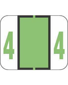 TAB® Compatible 1282 Color Code Label Numeric "4" 1-1/4" x 1" Light Green Permanent, 500 per Roll