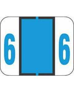 TAB® Compatible 1282 Color Code Label Numeric "6" 1-1/4" x 1" Light Blue Permanent, 500 per Roll