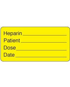 Label Paper Permanent Heparine ___ Patient  2"x1" Fl. Yellow 1000 per Roll