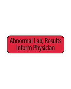 Lab Communication Label (Paper, Permanent) Abnormal Lab.  1 1/4"x3/8" Fluorescent Red - 1000 per Roll