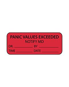 Lab Communication Label (Paper, Permanent) Panic Values  2 1/4"x7/8" Fluorescent Red - 1000 per Roll