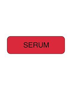 Lab Communication Label (Paper, Permanent) Serum 1 1/4"x3/8" Fluorescent Red - 1000 per Roll