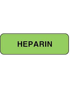 Anesthesia Label (Paper, Permanent) Heparin 1 1/4" x 3/8" Fluorescent Green - 1000 per Roll