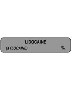 Anesthesia Label (Paper, Permanent) Lidocaine (Xylocaine) 1 1/2" x 1/3" Gray - 1000 per Roll
