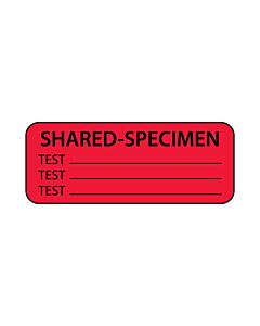 Lab Communication Label (Paper, Permanent) ShaRed-specimen  2 1/4"x7/8" Fluorescent Red - 1000 per Roll
