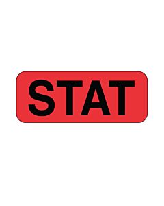 Lab Communication Label (Paper, Permanent) Stat  2 1/4"x7/8" Fluorescent Red - 1000 per Roll