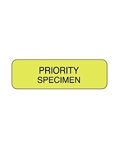 Lab Communication Label (Paper, Permanent) Priority Specimen  1 1/4"x3/8" Fluorescent Yellow - 1000 per Roll