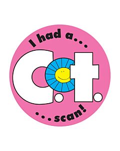 Label Pediatric Award Sticker Paper Permanent I Had a CT Scan! Pink, 250 per Roll