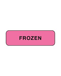 Lab Communication Label (Paper, Permanent) Frozen  1 1/4"x3/8" Fluorescent Pink - 1000 per Roll