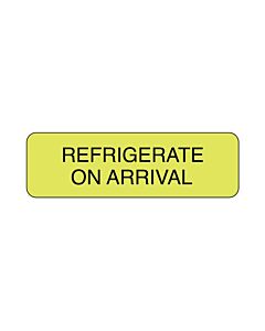Lab Communication Label (Paper, Permanent) Refrigerate On  2 7/8"x7/8" Fluorescent Yellow - 1000 per Roll
