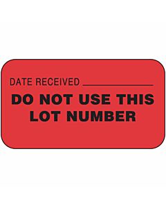 Lab Communication Label (Paper, Permanent) Date Received 1 5/8"x7/8" Fluorescent Red - 1000 per Roll