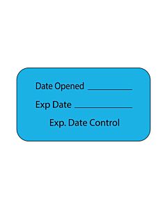 Lab Communication Label (Paper, Permanent) Date Opened ___  1 5/8"x7/8" Blue - 1000 per Roll