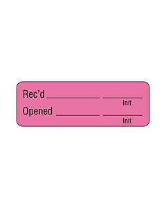 Lab Communication Label (Paper, Permanent) Recd ___  1 1/2"x1/2" Fluorescent Pink - 1000 per Roll