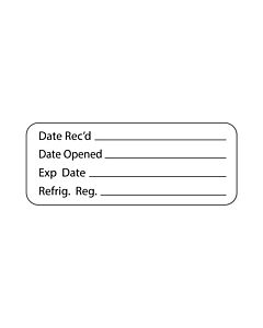 Lab Communication Label (Paper, Permanent) Date Recd ___  2 1/4"x7/8" White - 1000 per Roll