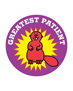 Label Pediatric Award Sticker Paper Permanent Greatest Patient Purple, 250 per Roll