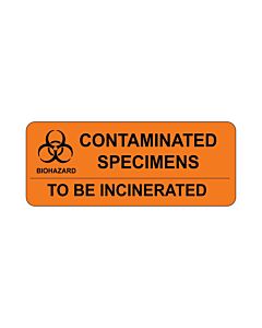 Hazard Label (Paper, Permanent) Biohazard Contaminated  5"x2" Fluorescent Orange - 250 Labels per Roll