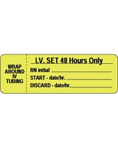 IV Label Wraparound Paper Permanent Wrap | IV Set 48 1" 1/2" Core 3"x1 Fl. Yellow 1000 per Roll