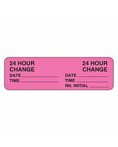 IV Label Wraparound Paper Permanent "24 Hour24 Hour"  2 7/8"x7/8" Fl. Pink 1000 per Roll