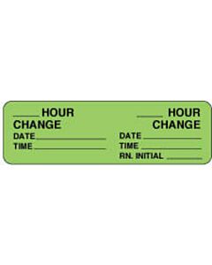 IV Label Wraparound Paper Permanent Hour ___ Change  2 7/8"x7/8" Fl. Green 1000 per Roll